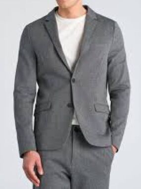 Lindbergh Slim Fit Mens Gray SuperFlex Two Button Blazer Sz 36R